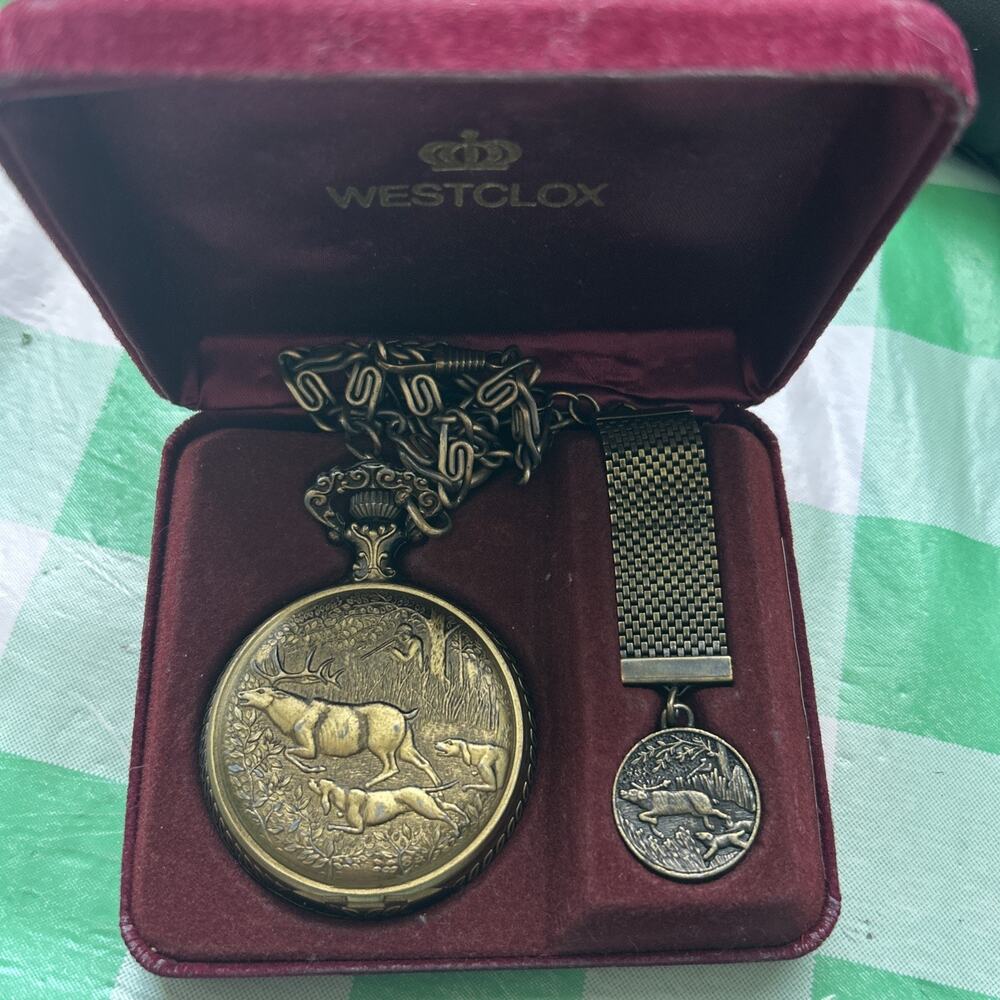 Vintage Westclox Deer Hunting Pocket Watch (Needs Repair)